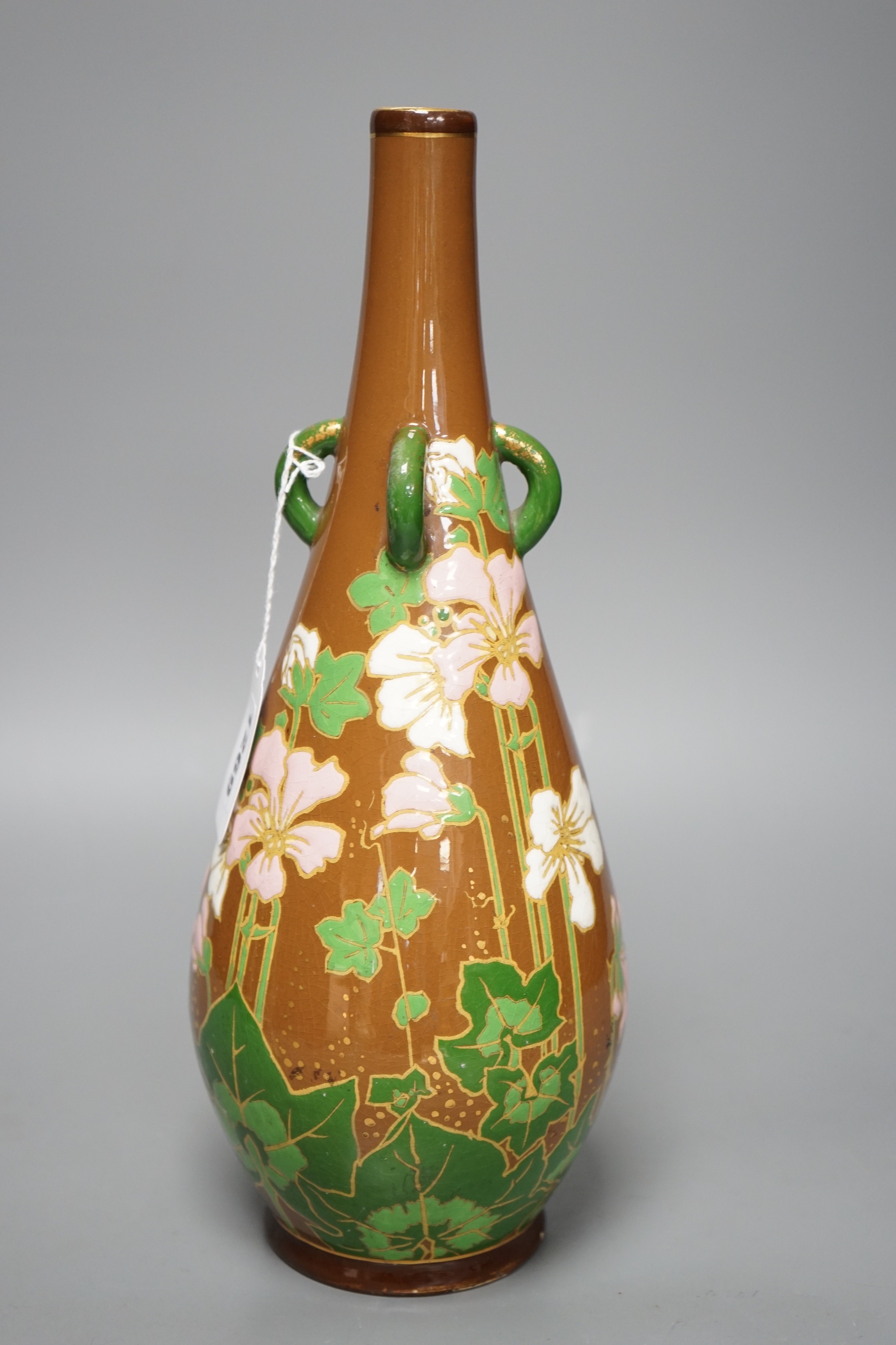 A Belgian Art Nouveau pottery vase, 32cm